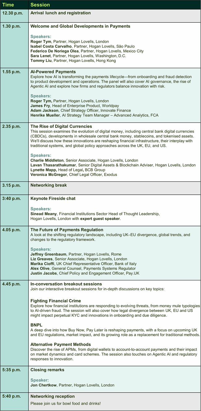 Payments - final agenda