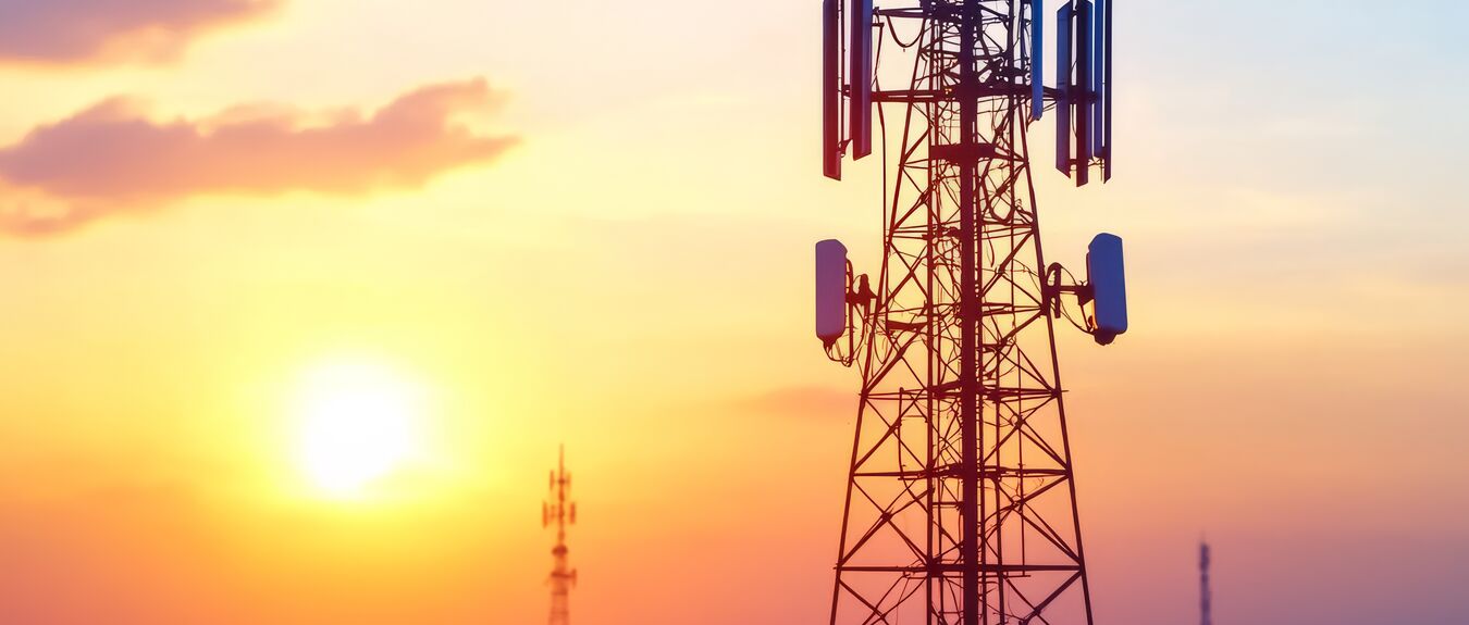 Silhouette of an Indian Mobile Network Tower at Sunset